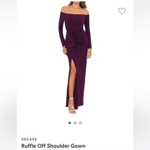 NWT- XSCAPE Off Shoulder Gown - Size 8 - Color mulberry wine